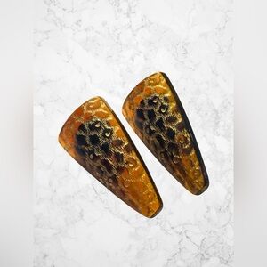 Amber Leopard Print Tapered Clip-on Earrings